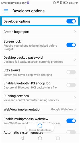 open usb debugging on huawei p 4