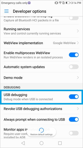 open usb debugging on huawei p 5