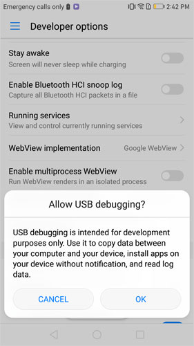 open usb debugging on huawei p 6
