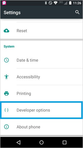 open usb debugging on motorola 3