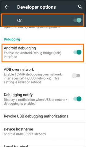 tap android debugging