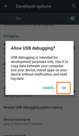 open usb debugging on oneplus phone