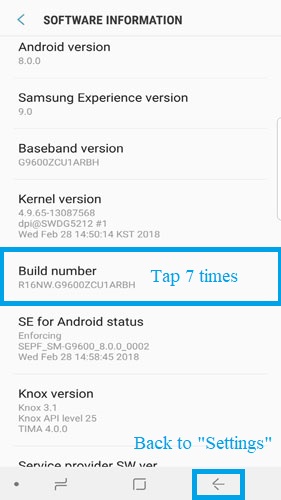 open usb debugging on samsung s9 3