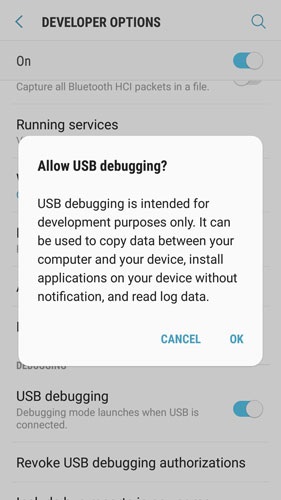 open usb debugging on samsung s7 5