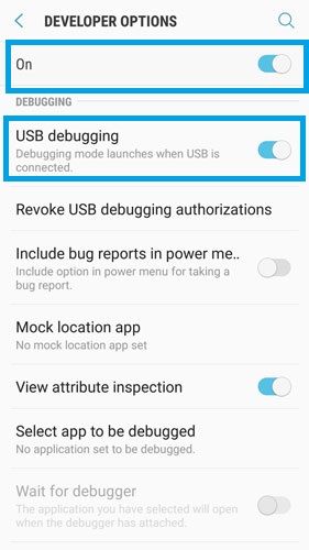 open usb debugging on samsung s7 6