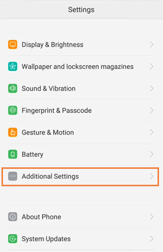 choose additional settings