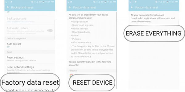 factory reset android phone