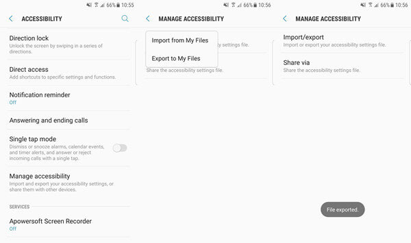 export samsung accessibility settings