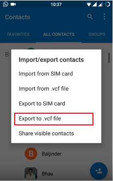 export huawei contacts to vcf file