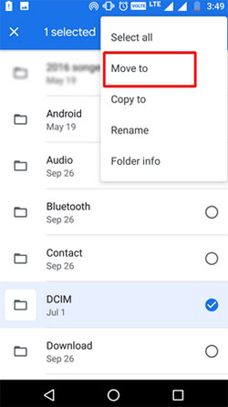 transfer files from android to sd card with files by google