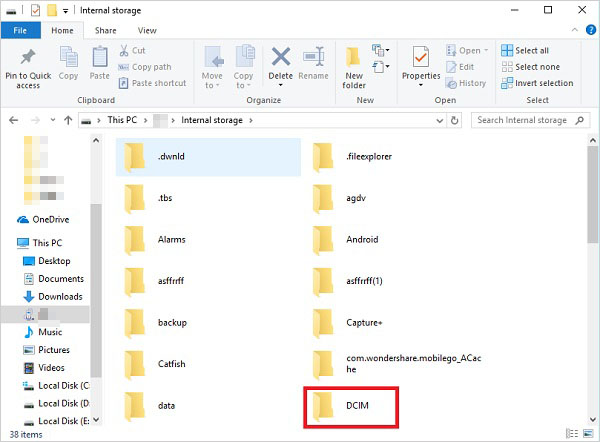 restore dcim folder via enabling usb debugging mode