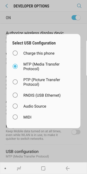 choose mtp mode