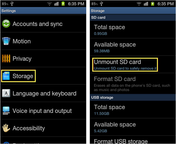 how to format android sd card