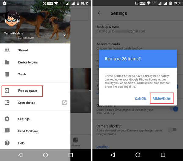 delete photos from google photos but keep them on device