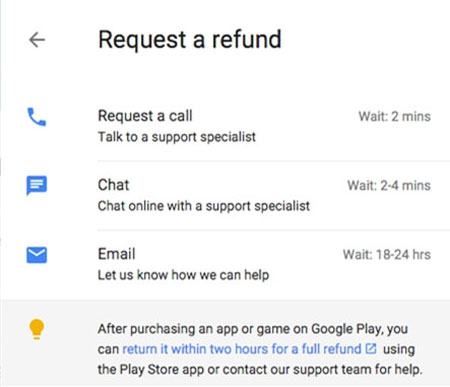 how to get refund from google play store