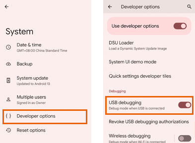 enable usb debugging on google pixel