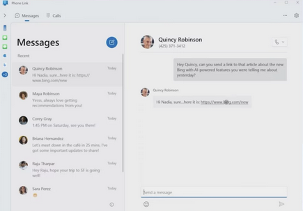 group texting from computer with phone link