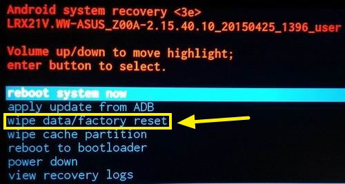 reset android phone in android recovery mode