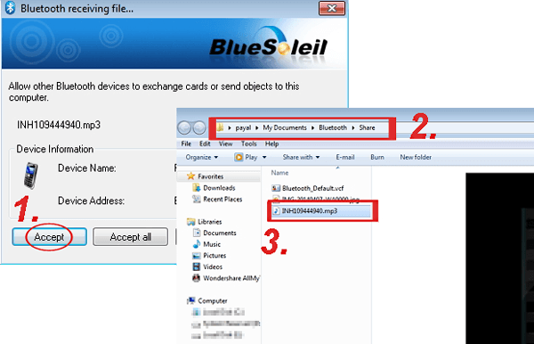 transfer video files from android to laptop by bluetooth