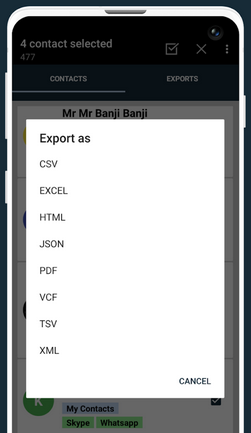 export contacts from infinix to various locations