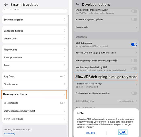 fix usb debugging greyed out on huawei