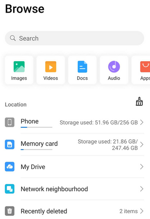 transfer apps from internal storage to sd card huawei via files app