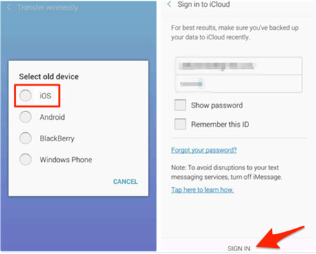 how to get backup from icloud to android with smart switch