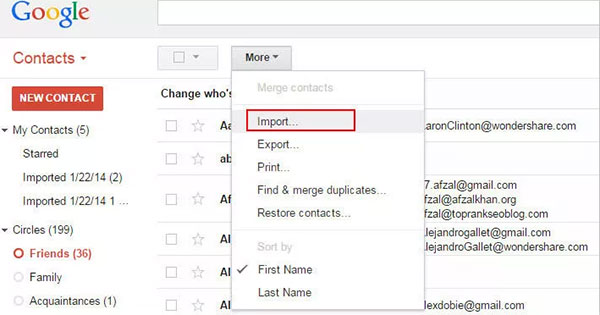 import excel contacts to android phone