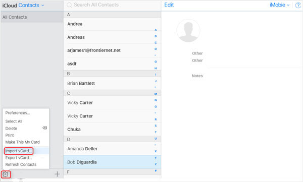 import vcard contacts to icloud