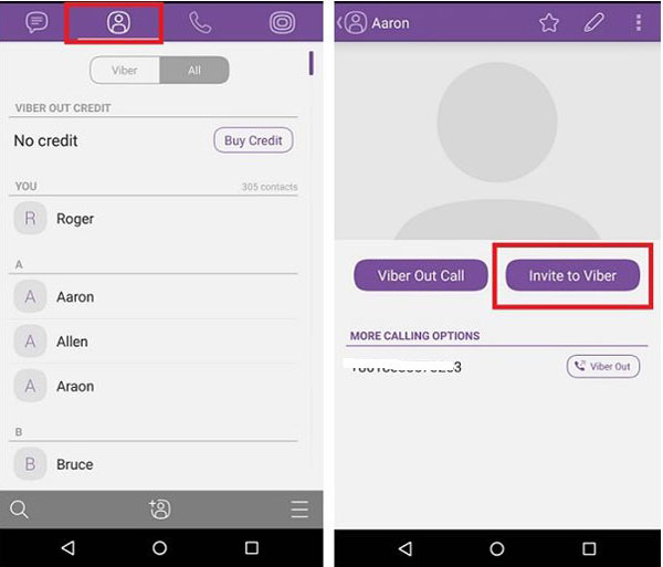 invite android contacts to viber