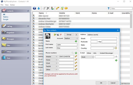 manage itel contacts on computer via my phone explorer