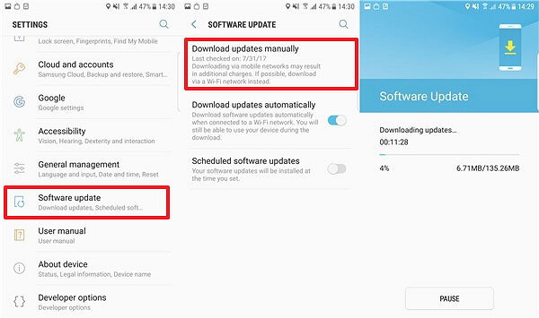 In Android Update Software