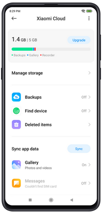 check mi cloud storage space