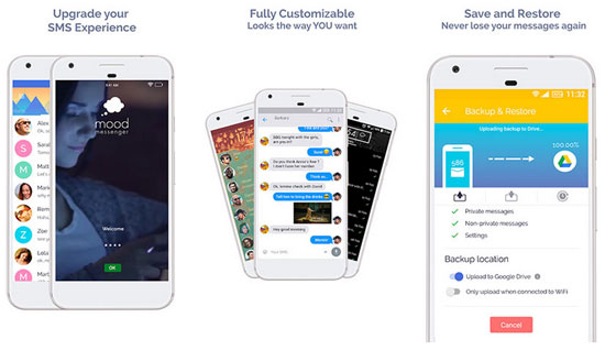 android text message manager like mood messenger
