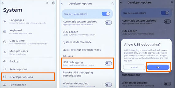 enable usb debugging on morotola