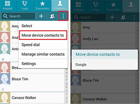 back up sony contacts to gmail