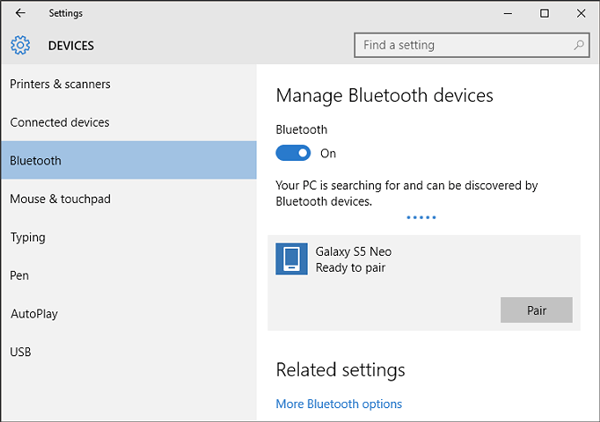 pair android and laptop with bluetooth