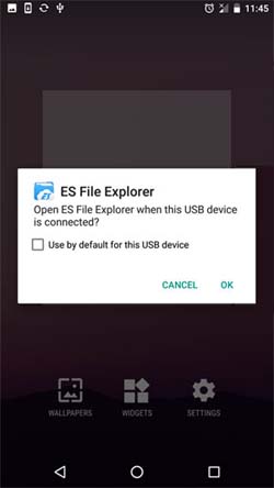 open es file explorer when this usb device is connected
