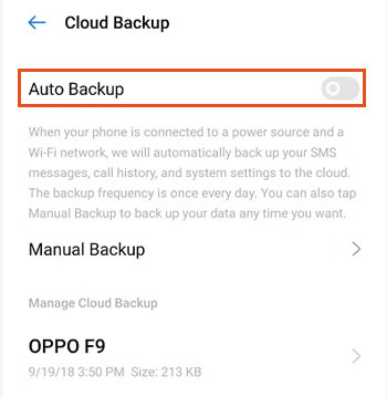 back up oppo phone to oppo cloud