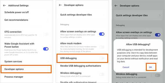 enable usb debugging on oneplus