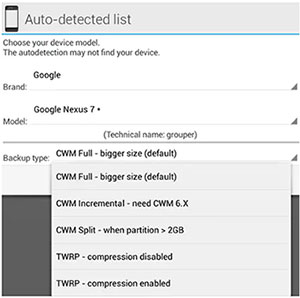 choose backup type