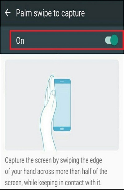 take screenshot on samsung using palm swipe