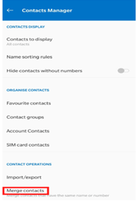 get into the merge contacts screen