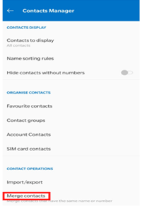 get into the merge contacts page