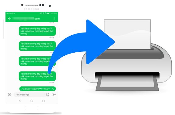 how to print text messages from android