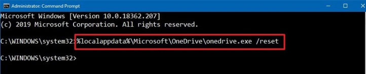 solve onedrive sync issues by reseting onedrive