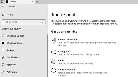 run device troubleshooter