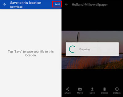 how to save onedrive files to android1