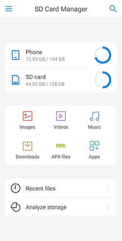 use a file manager to delete files from sd card