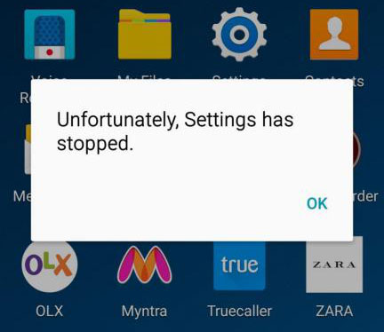 how to fix settings has stopped issue
